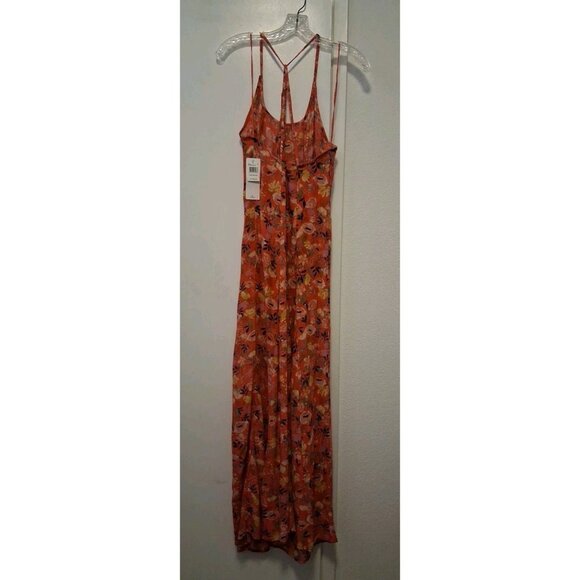 Rip Curl Long Maxi Floral Dress Spaghetti Strap Orange Yellow Pink Small NWT - Picture 4 of 7